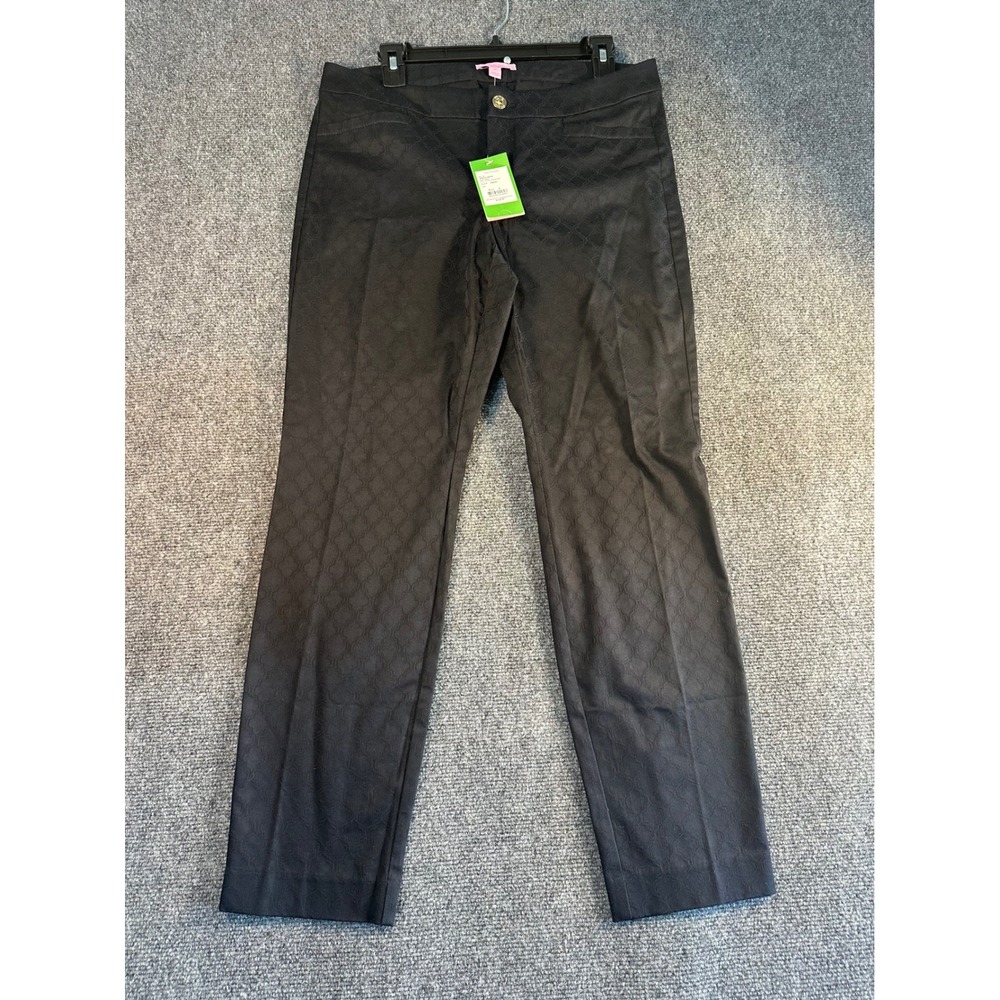 Lilly Pulitzer Kelly Skinny Ankle Pant Onyx Black Jacquard Size 8 Preppy NEW